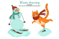 Christmas Winter Animals Clipart ~ Illustrations ~ Creative Market