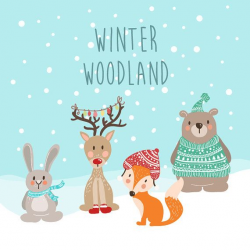 Cute handdrawn winter woodland animal clip art. Ready for you to use ...
