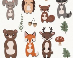 Woodland Animals Clip art and Digital paper set