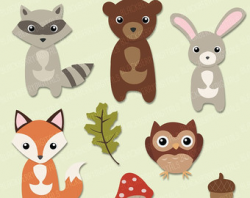 Woodland Animals Clip art and Digital paper set