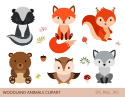 Cute woodland animals. Digital clipart. Printable/scalable ...