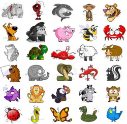 Cute Cartoon Animals Clip Art Images Pack Royalty Free - PNG EPS JPG ...