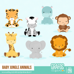 BABY JUNGLE ANIMALS - Digital Clipart Set, Animals Clipart, Zoo ...