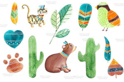 Boho animals clipart+patterns - Illustrations | SpingArtShop ...