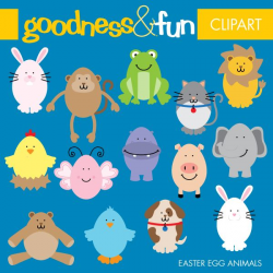 Easter Egg Animals Clipart - Easter clipart set featuring animals in ...