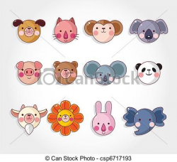 easy animal cheek art samples | of cartoon animal face icon set ...
