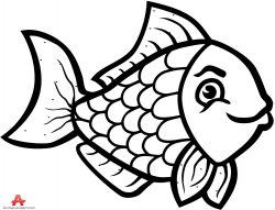 Beautiful Fish Clipart Outline Design in Black and White | Free ...