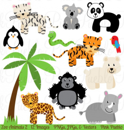 Zoo Jungle Animals Clipart & Vectors – PinkPueblo