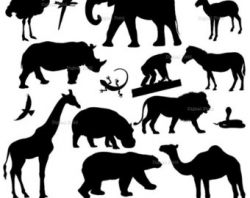 BUY 2 GET 1 FREE 20 Wild Animal Silhouettes Clipart animal