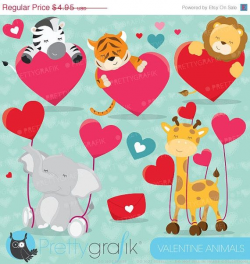 60% OFF SALE Valentine animals clipart commercial use, valentine ...