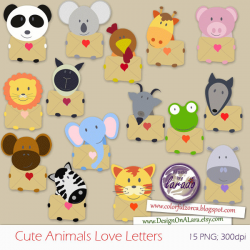 Cute Animals Love Letters Clip art Valentine Clipart