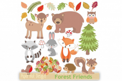 Woodland Animals Clipart by PaperHutDes | Design Bundles
