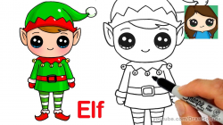 How to Draw a Christmas Elf Easy and Cute - YouTube