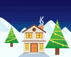 Christmas Animated Clipart: house-with-snow-christmas-trees-animated ...