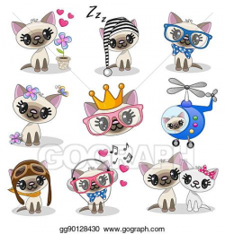Clip Art Vector - Cute anime kitten. Stock EPS gg90128430 - GoGraph