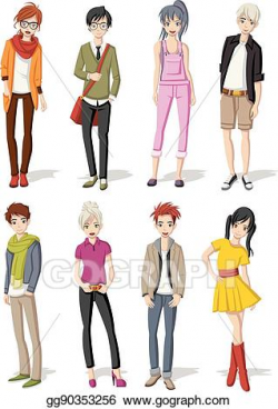 EPS Illustration - Manga anime teenagers. Vector Clipart gg90353256 ...