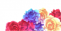 roses border anime rainbow flowers frame cute kawaii...