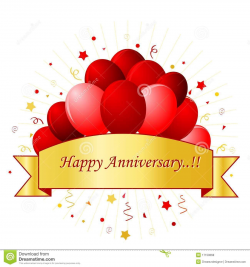Happy Anniversary card in red letters with beautiful red balloons ...