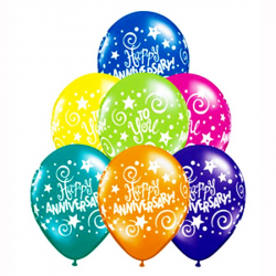 Assorted Happy Anniversary Printed Balloons (Pack of 10 Pcs)