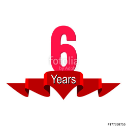6th year anniversary background with red ribbon on white. Poster or ...