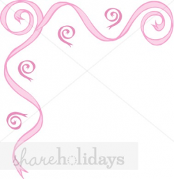 Pink Ribbon Corner Scroll | Party Clipart & Backgrounds