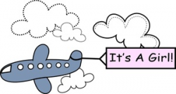 Birth Announcement Clipart Image - Cartoon airplane flying through ...