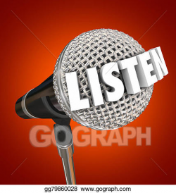 Clipart - Listen word microphone announcement stage speaker pay ...