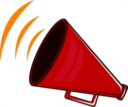 Announcement Clipart Image - Red megaphone speaker with sound waves ...