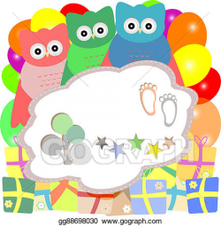 Stock Illustration - Cute owl holiday card with gift boxes - baby ...