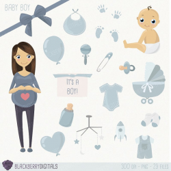 Cute Baby boy Clipart Set, baby boy clipart, baby shower, baby ...
