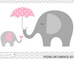 Elephant Baby Shower Clipart Baby and Mommy Elephant with