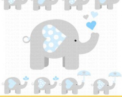 Girl Baby Elephant Clip Art Digital clipart by PeachAndMint | Baby ...