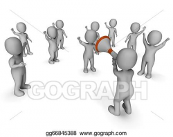 Drawing - Megaphone leader showing announcement agreement explaining ...