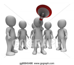 Stock Illustration - Loud hailer character shows speech guidance and ...