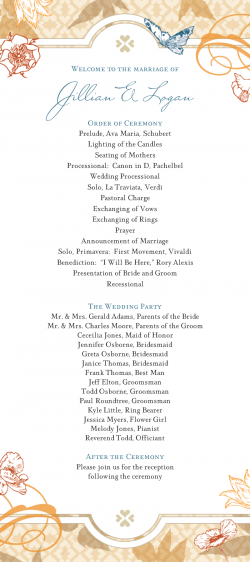 Wedding Program Wording, Wedding Program Copy, Wedding Program Text