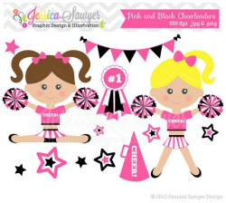 INSTANT DOWNLOAD, pink cheerleader clip art, cheer clipart ...