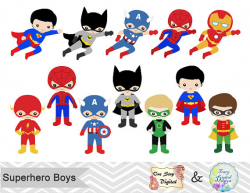 24 Superhero Boys Digital Clipart Superhero Clip Art Boy