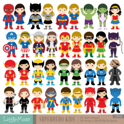 36 Kids Superhero Costumes Clipart, Superheroes Kids Clipart, Superheroes  Clipart, Super Hero Clipart, Superhero Boys, Superhero Girls