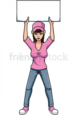 Young Activist During Rally Cartoon Vector Clipart | Protest signs