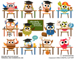 Classroom owl clip art for Personal and Commercial use