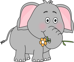 Elephant with a Flower Clip Art - Elephant with a Flower Image