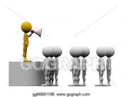 Stock Illustrations - 3d leader making an announcement with a red ...