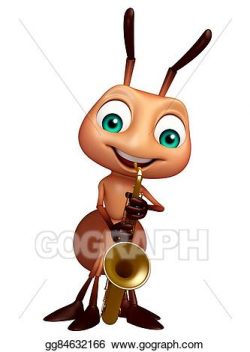 Stock Illustration - Cute ant cartoon character with saxophone ...
