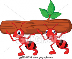 Vector Art - Team of ants cartoon carries log . EPS clipart ...