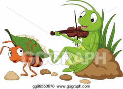 EPS Illustration - Cartoon the ant and the grasshopper ...