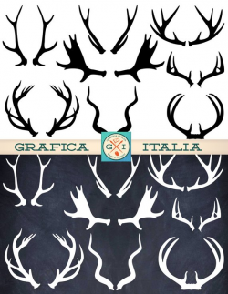 ANTLER ClipArt Elements 16 Deer Elk Moose Antlers Clip art