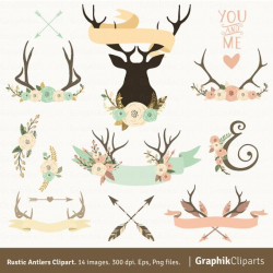 Rustic Antlers Clipart. 