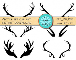 Printable art antlers / clip art deer antler print/ by ...