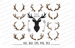 Deer Antler SVG Deer Horn DXF Antler Clipart SVG Files for Silhouette Cameo  or Cricut transfer on fabric Hunter T-Shirt commercial use