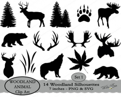 Deer SVG, Moose SVG, Woodland Animal SVG Clip Art, Black Bear ...